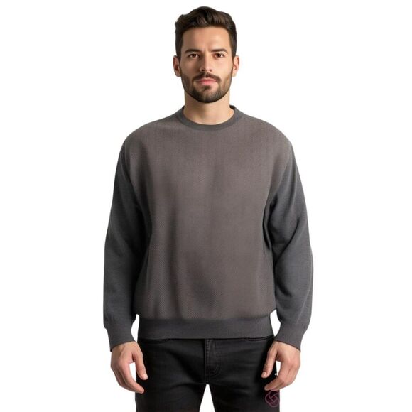 Linea Rosso Signature Gray Herringbone Pull Over Sweater Size L - Picture 1 of 10